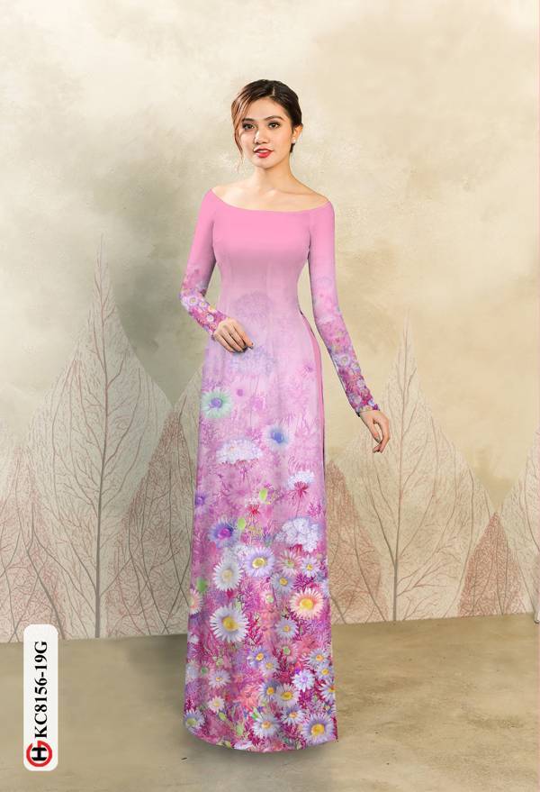 1 Set - Ao Dai - Traditional Vietnamese Long Dress Collections with Pants - Silk 3D - All Size - Hoa Cuc