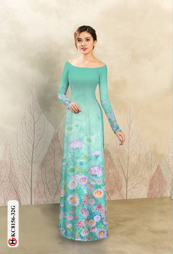 1 Set - Ao Dai - Traditional Vietnamese Long Dress Collections with Pants - Silk 3D - All Size - Hoa Cuc