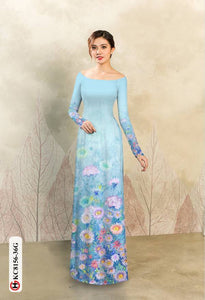 1 Set - Ao Dai - Traditional Vietnamese Long Dress Collections with Pants - Silk 3D - All Size - Hoa Cuc