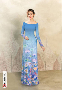 1 Set - Ao Dai - Traditional Vietnamese Long Dress Collections with Pants - Silk 3D - All Size - Hoa Cuc