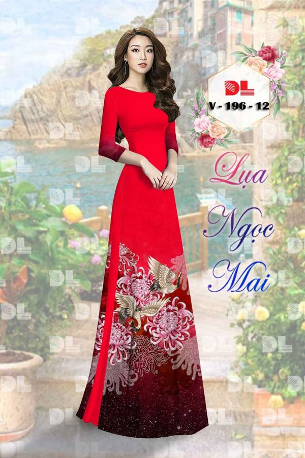 1 Set - Ao Dai - Traditional Vietnamese Long Dress Collections with Pants - Silk 3D - All Size - Hoa Cuc